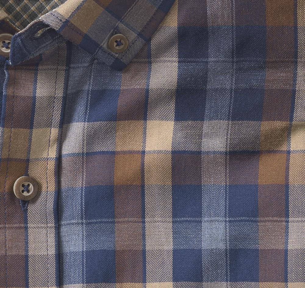 Johnston & Murphy Heathered Woven Shirt Navy/Brown Large Plaid