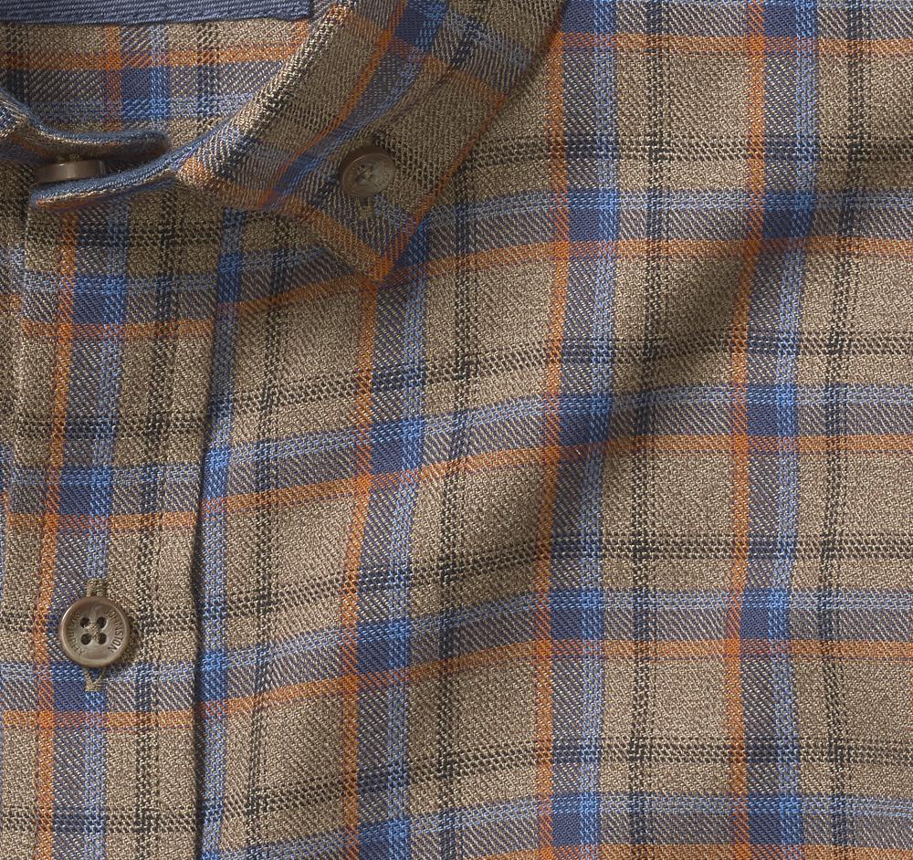Johnston & Murphy Heathered Woven Shirts Tan Box Plaid