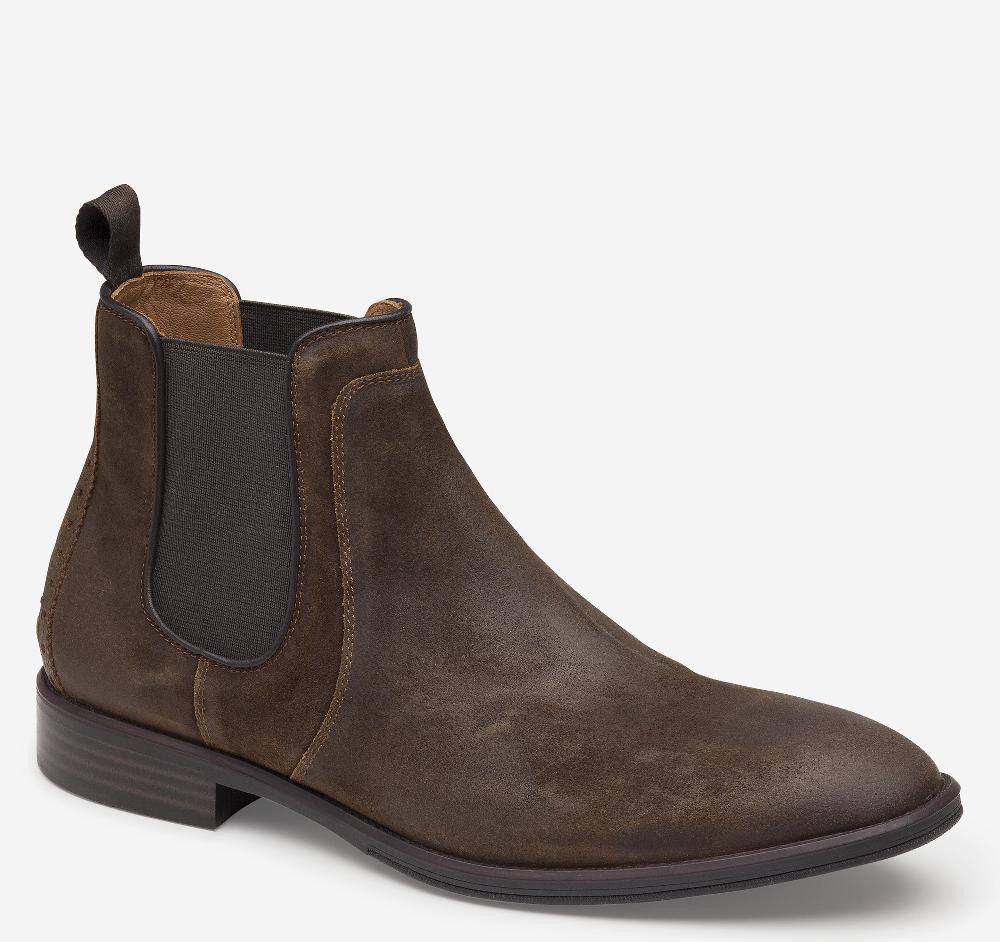 johnston & murphy Henrick Chelsea Boot Tan Waxed Suede