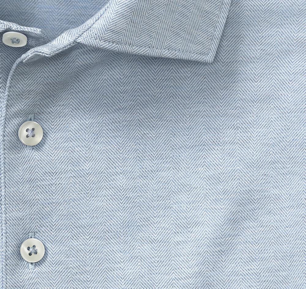 Johnston & Murphy Herringbone Long-Sleeve Polo Light Blue