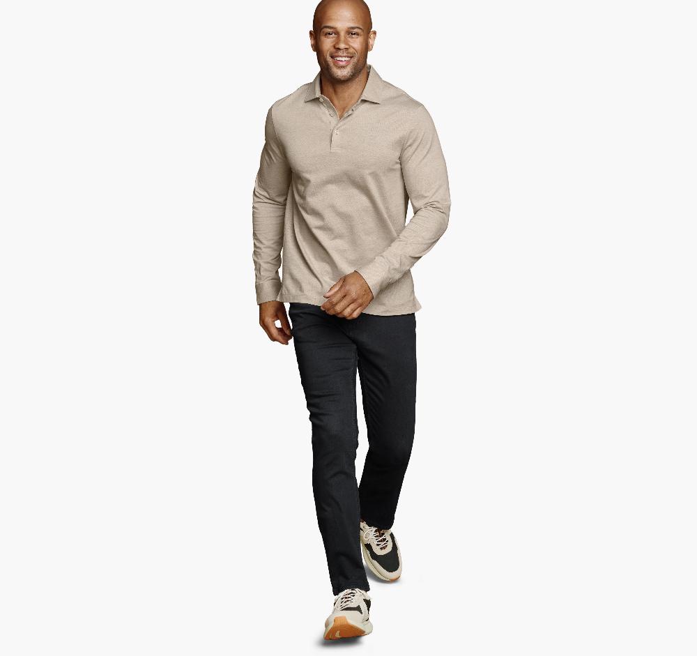 Johnston & Murphy Herringbone Long-Sleeve Polo Oatmeal