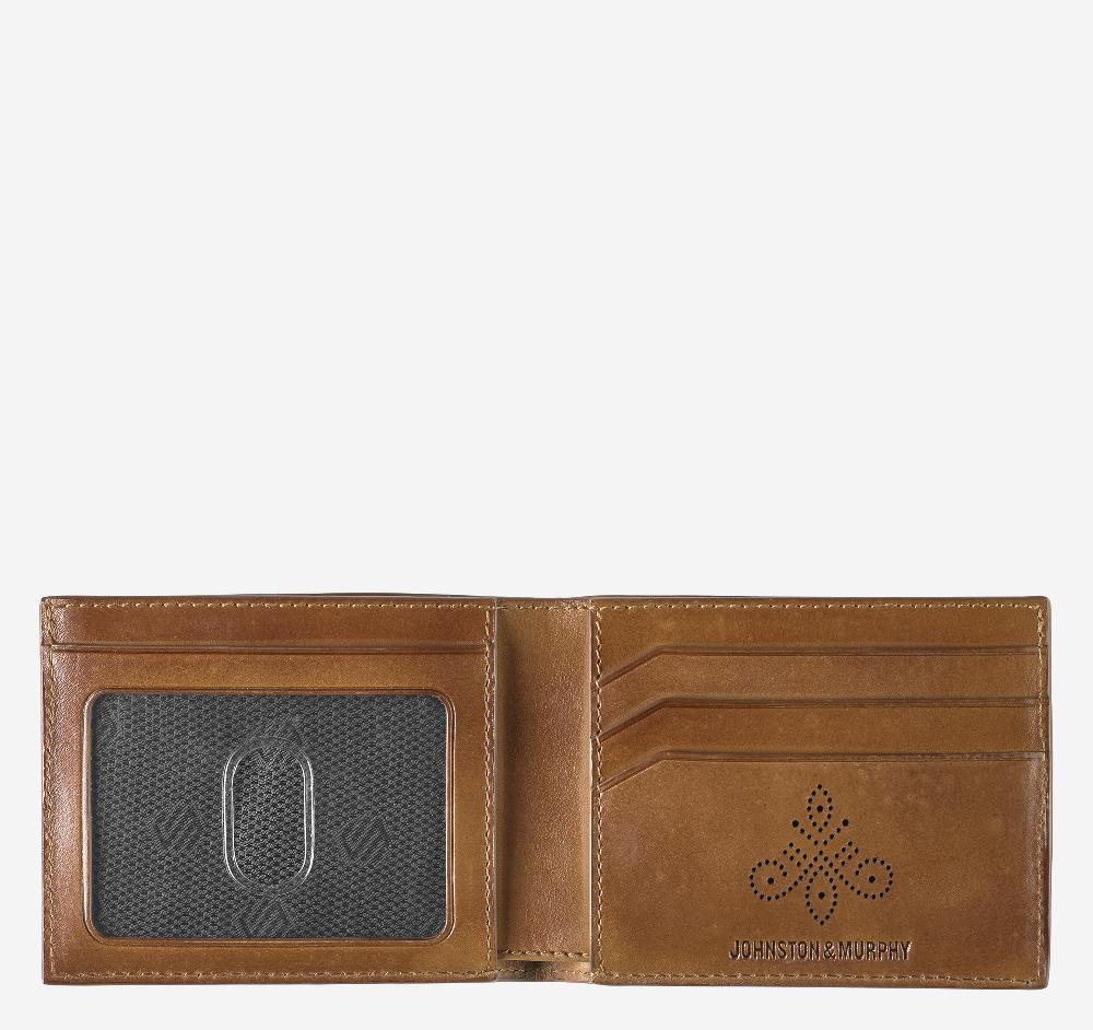 Johnston & Murphy Hudson Perforated Billfold Brown Burnished