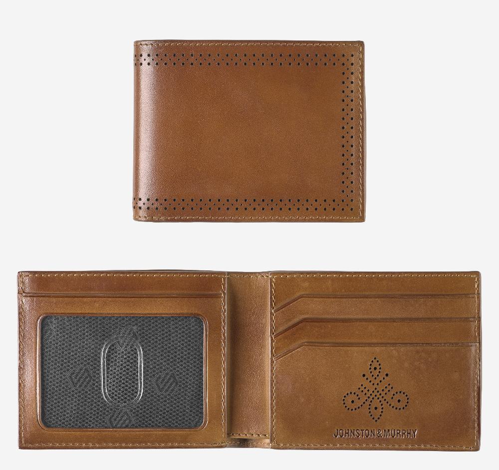 johnston & murphy Hudson Perforated Billfold Brown Burnished