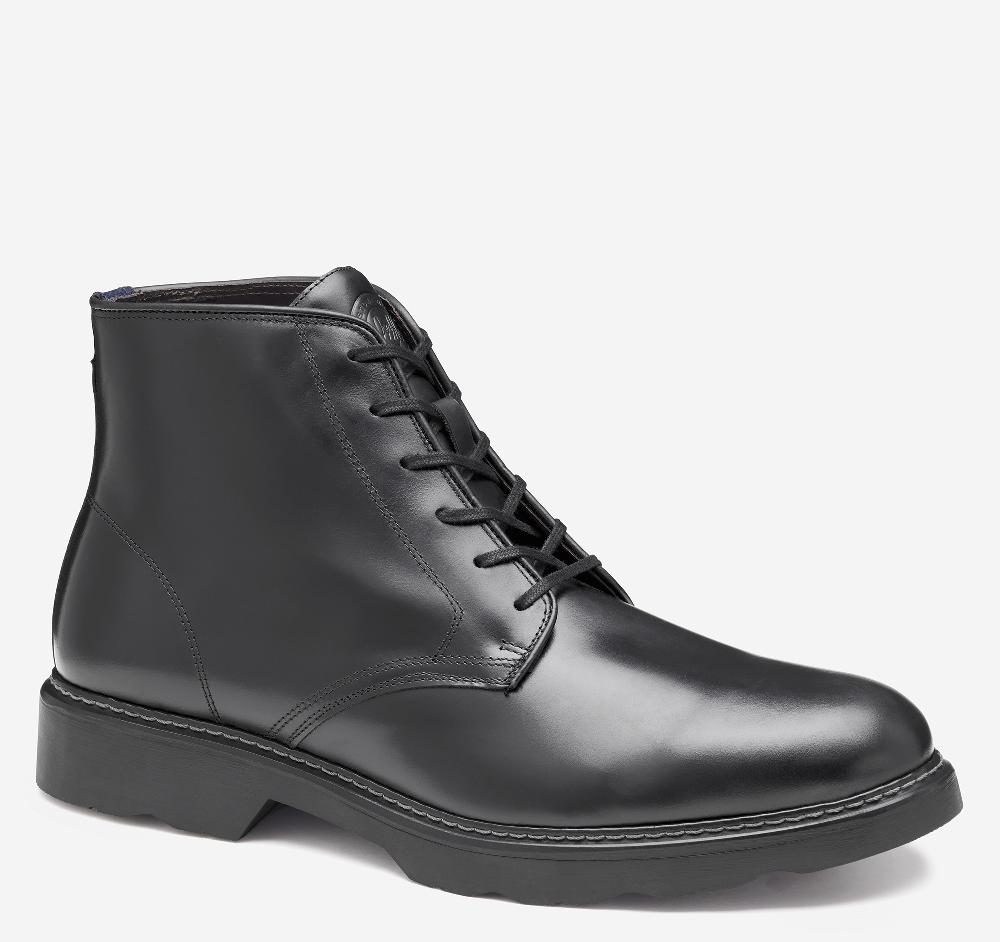 johnston & murphy Huxley Plain Toe Derby Boot Black European Calfskin