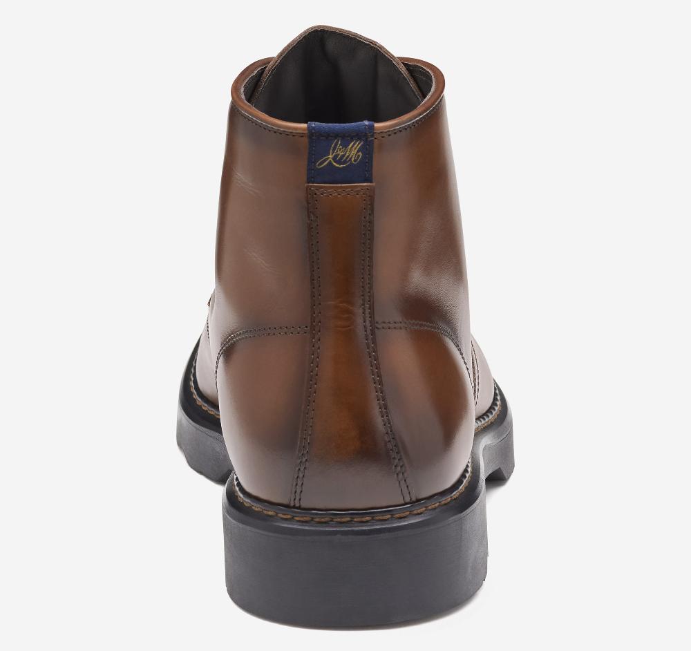 Johnston & Murphy Huxley Plain Toe Derby Boot Teak Italian Calfskin