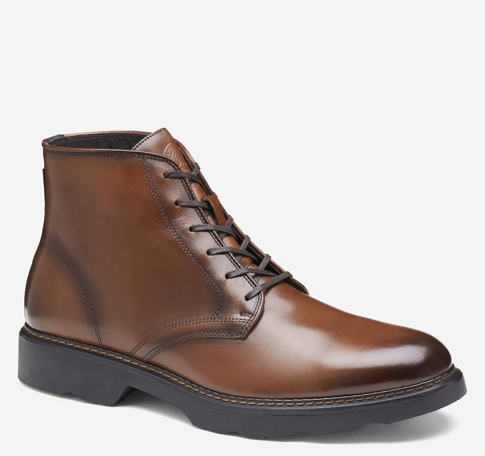 johnston & murphy Huxley Plain Toe Derby Boot Teak Italian Calfskin