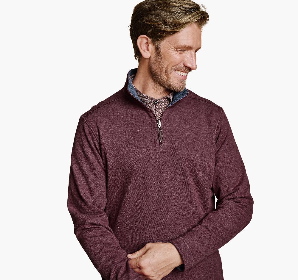 Johnston & Murphy Icon Reversible Solid Quarter-Zip Berry/Blue