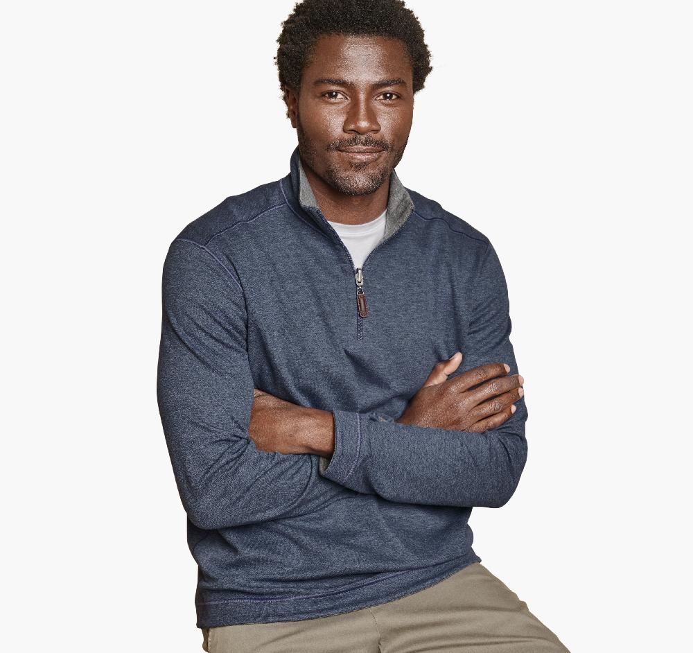 johnston & murphy Icon Reversible Solid Quarter-Zip Blue/Gray