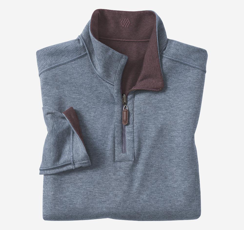 Johnston & Murphy Icon Reversible Solid Quarter-Zip Burgundy/Blue