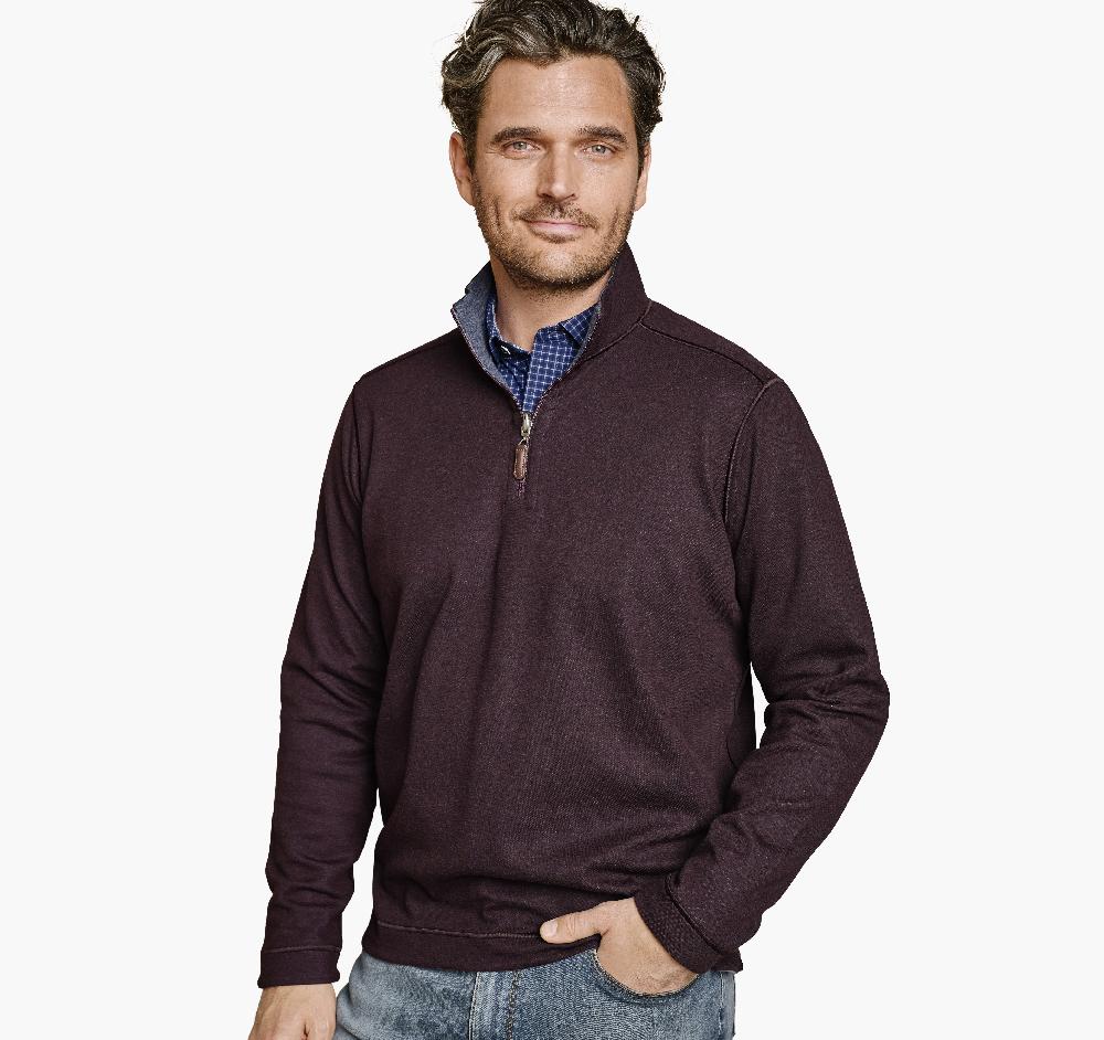 johnston & murphy Icon Reversible Solid Quarter-Zip Burgundy/Blue