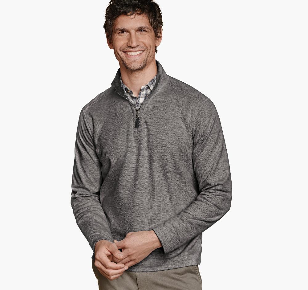 johnston & murphy Icon Reversible Solid Quarter-Zip Gray/Black