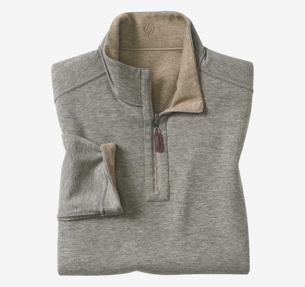 Johnston & Murphy Icon Reversible Solid Quarter-Zip Oatmeal/Light Gray