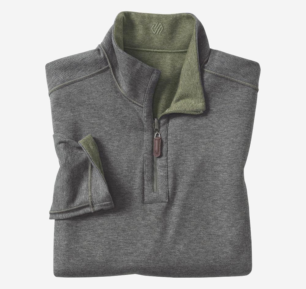 Johnston & Murphy Icon Reversible Solid Quarter-Zip Olive/Charcoal