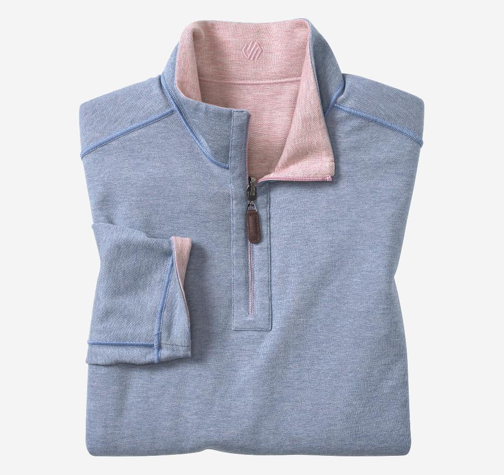 Johnston & Murphy Icon Reversible Solid Quarter-Zip Pink/Light Blue