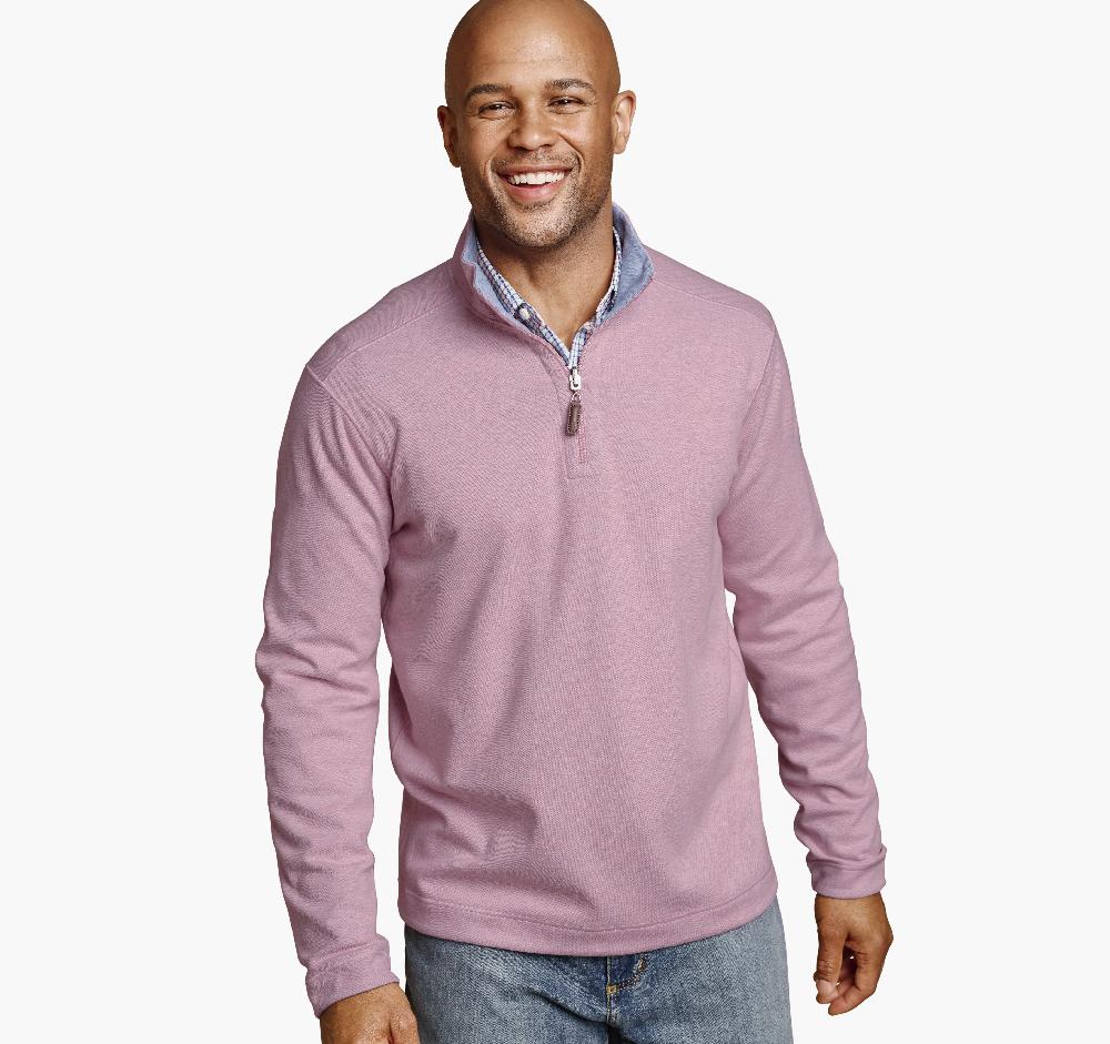 johnston & murphy Icon Reversible Solid Quarter-Zip Pink/Light Blue