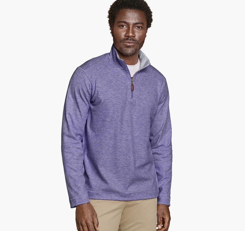 johnston & murphy Icon Reversible Solid Quarter-Zip Purple/Storm