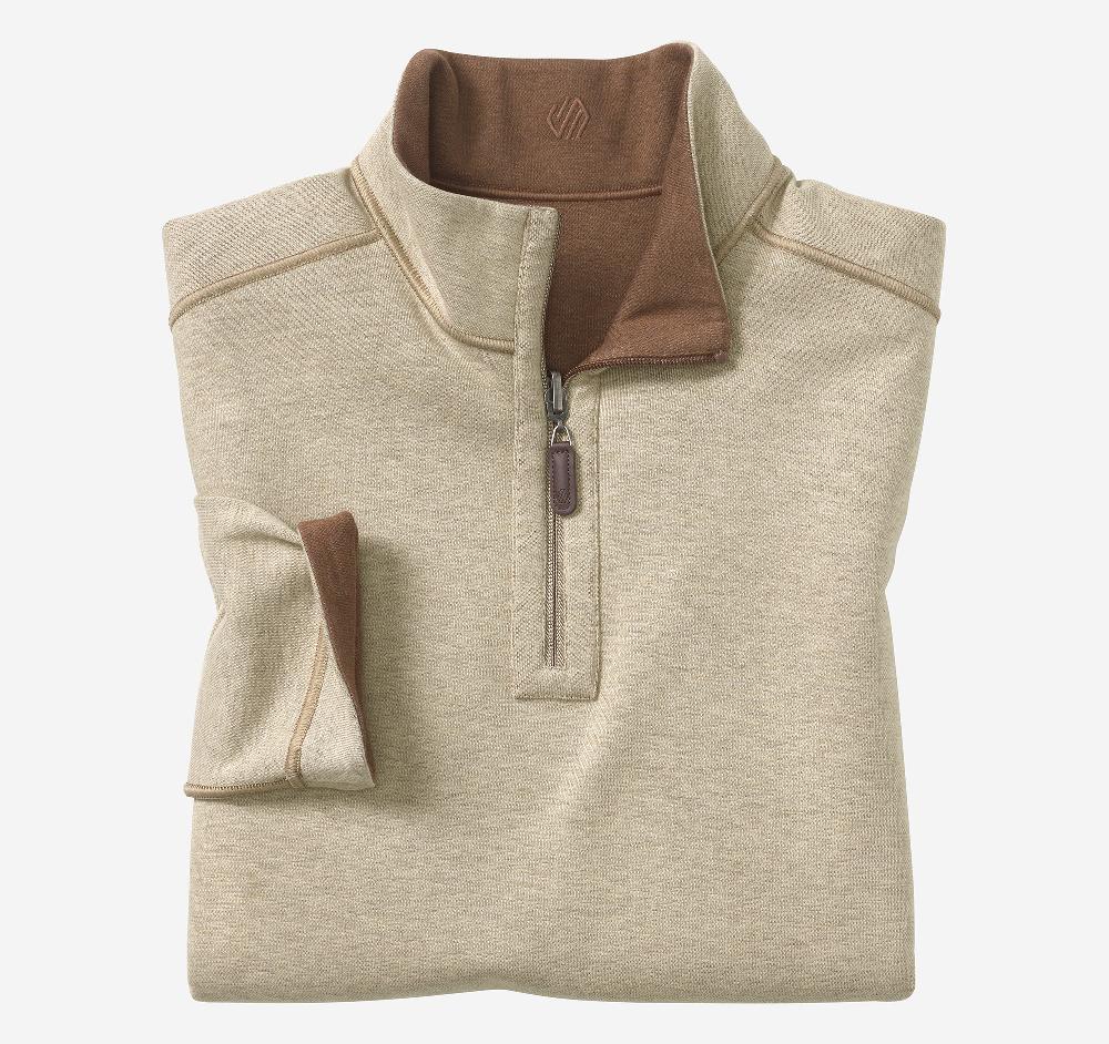 Johnston & Murphy Icon Reversible Solid Quarter-Zip Rust/Oatmeal