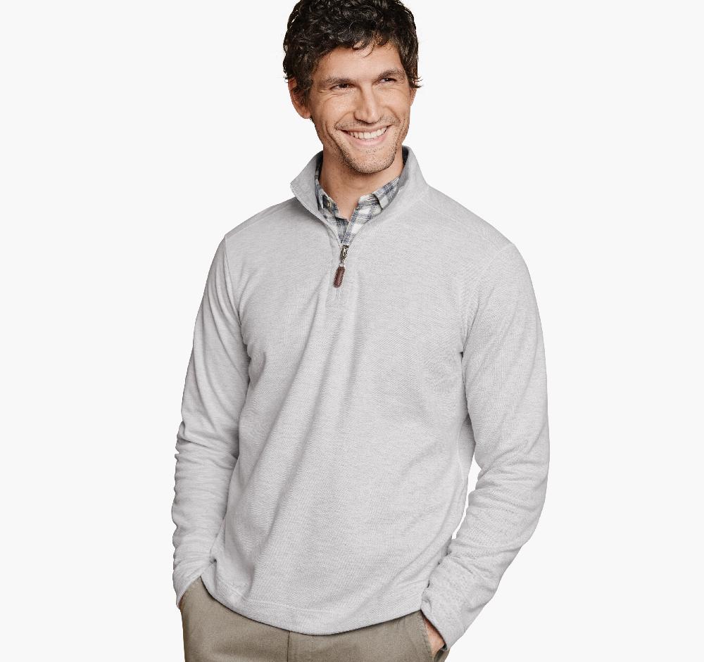 johnston & murphy Icon Reversible Solid Quarter-Zip White/Storm