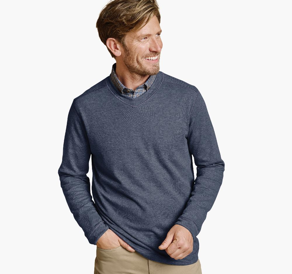 johnston & murphy Icon Reversible V-Neck Pullover Blue/Gray