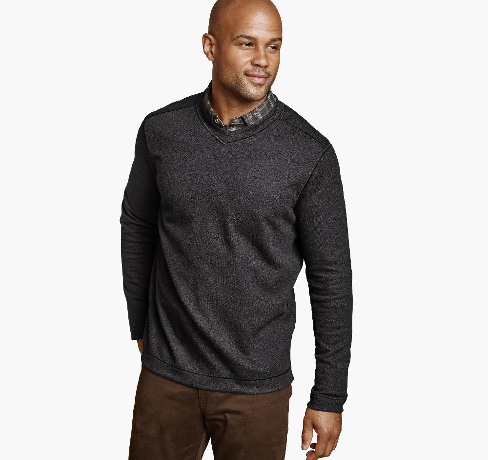 johnston & murphy Icon Reversible V-Neck Pullover Charcoal/Brown