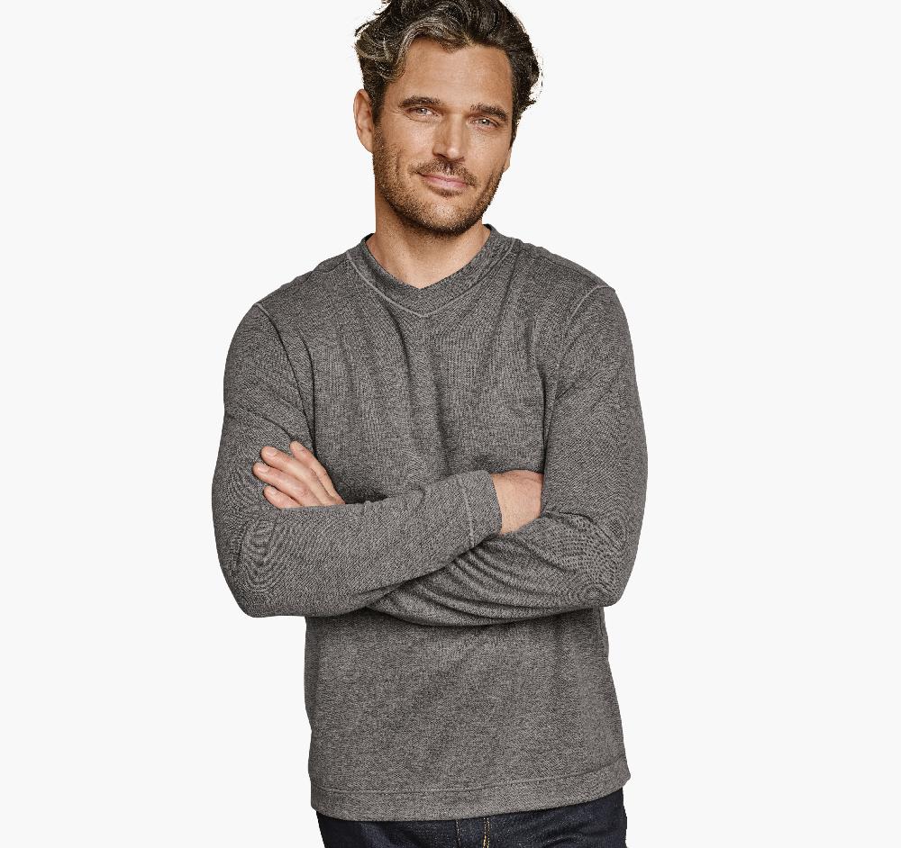 johnston & murphy Icon Reversible V-Neck Pullover Gray/Black