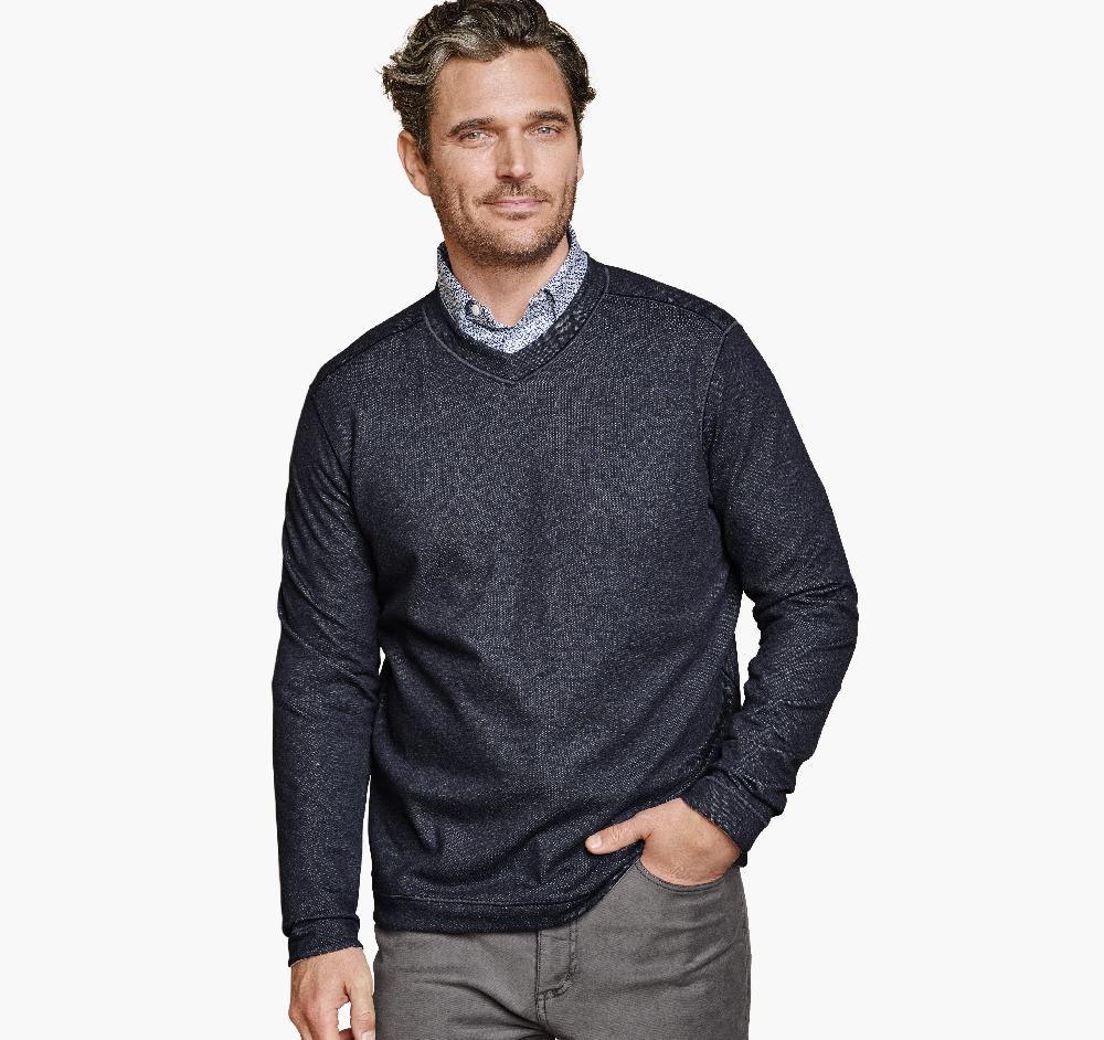 johnston & murphy Icon Reversible V-Neck Pullover Navy/Storm