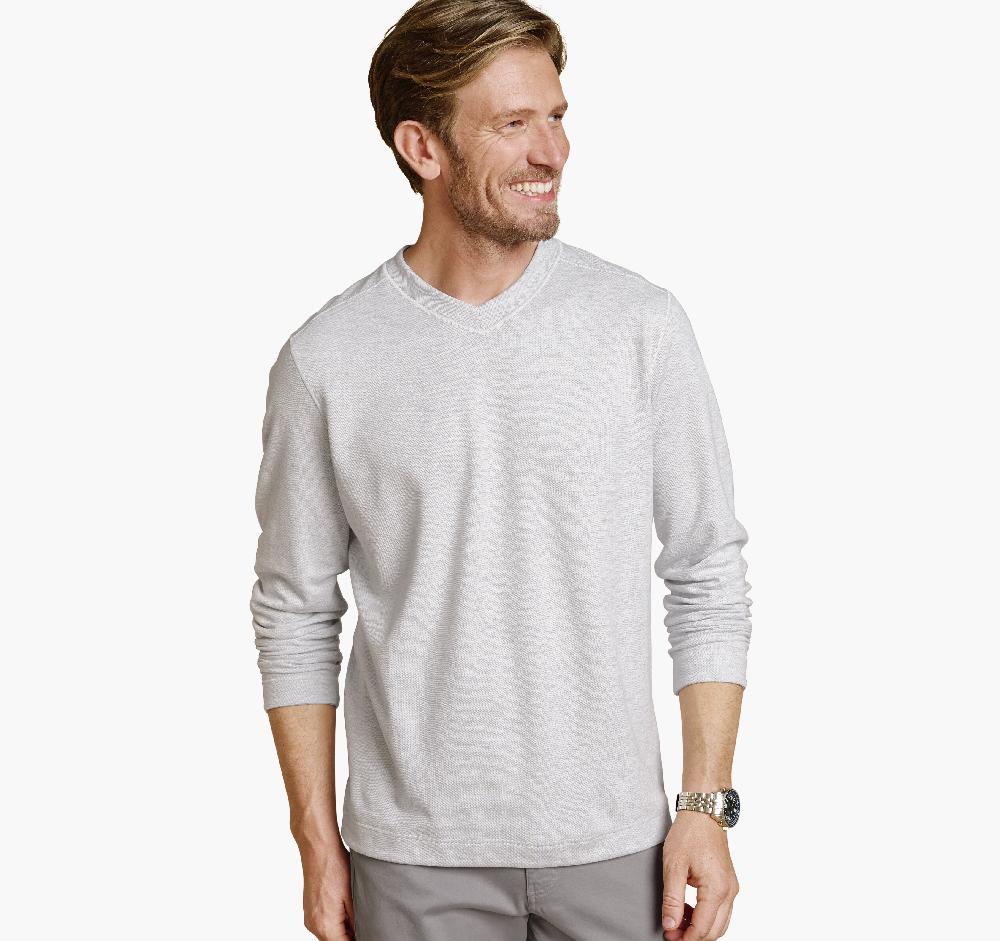 johnston & murphy Icon Reversible V-Neck Pullover White/Storm