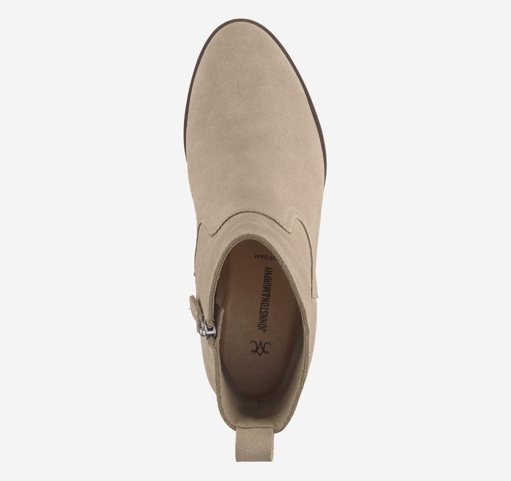Johnston & Murphy Izzie Bootie Taupe Waterproof Suede