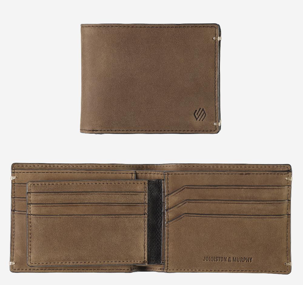 Johnston & Murphy Jackson 2-in-1 Billfold Wallet Tan Oiled