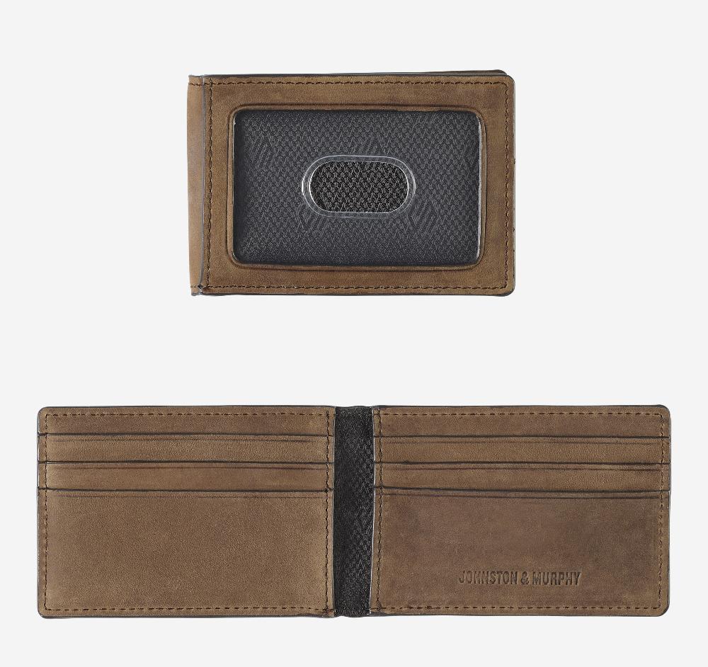 Johnston & Murphy Jackson 2-in-1 Billfold Wallet Tan Oiled