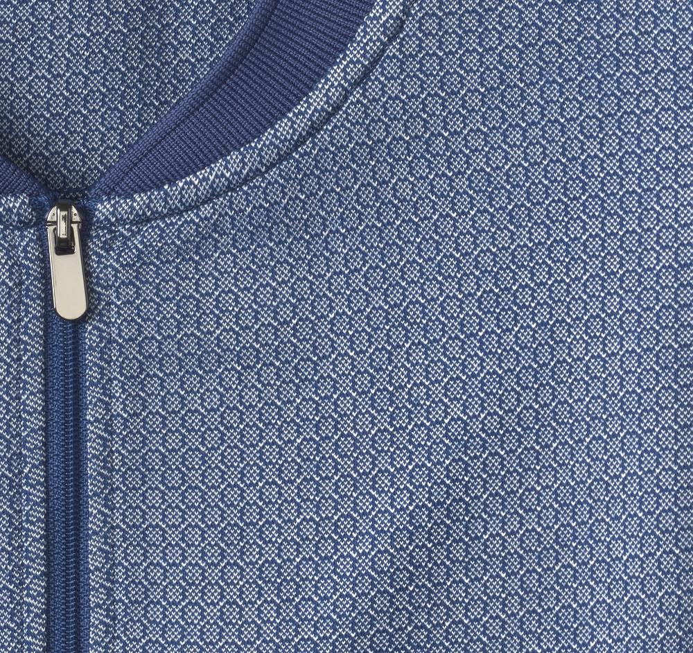 Johnston & Murphy Jacquard Zip Polo Blue/White Hexagon