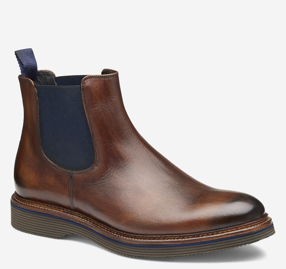johnston & murphy Jenson Chelsea Boot Brown Hand-Stained Calfskin