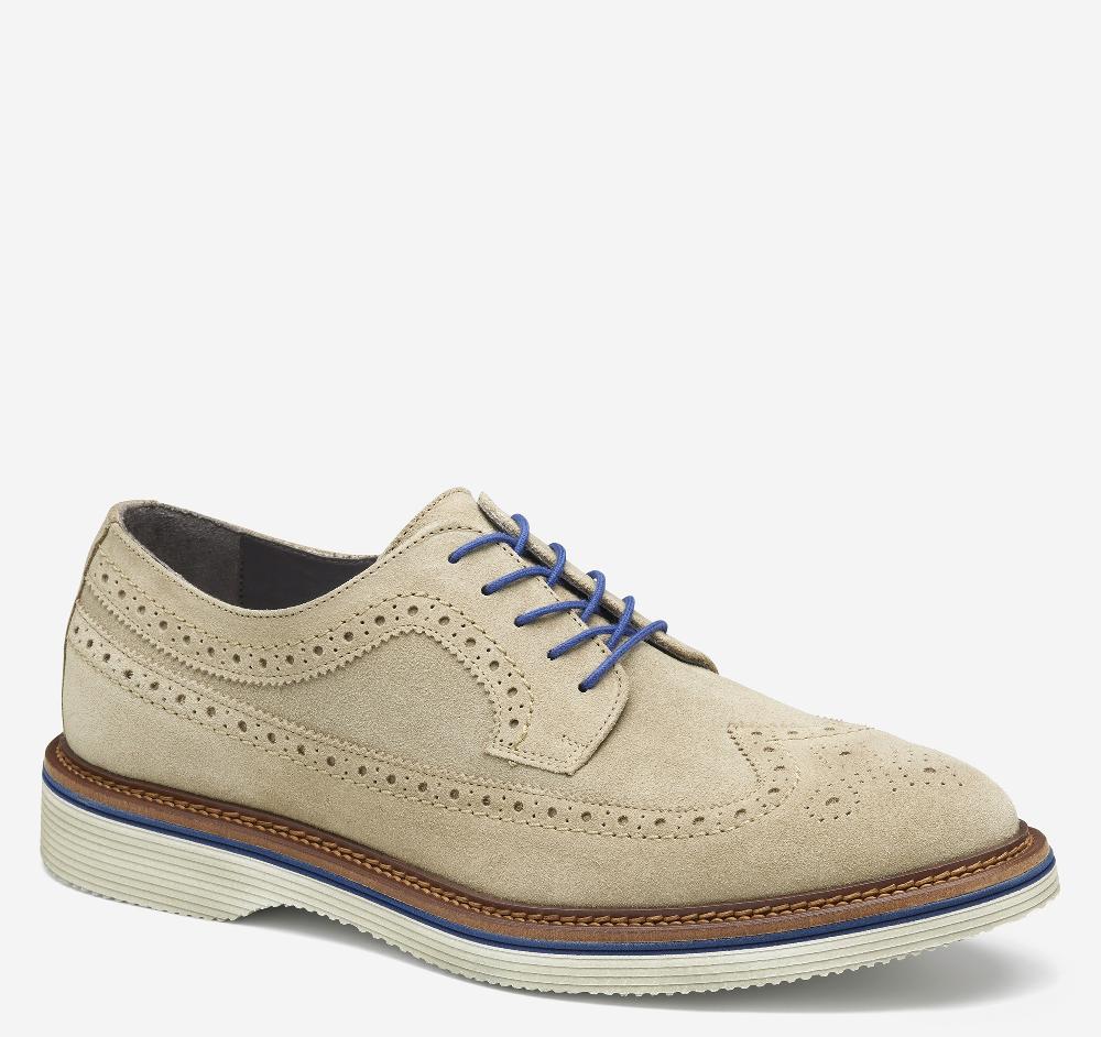 johnston & murphy Jenson Longwing Taupe Italian Suede