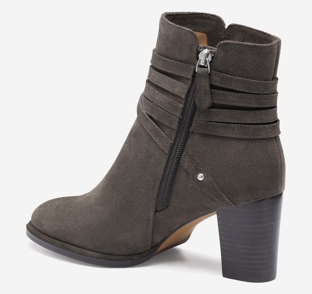 Johnston & Murphy Amy Belted Bootie Dark Gray Suede