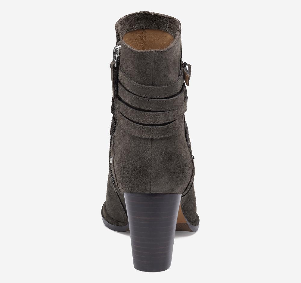 Johnston & Murphy Amy Belted Bootie Dark Gray Suede