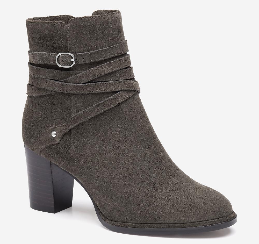 johnston & murphy Amy Belted Bootie Dark Gray Suede