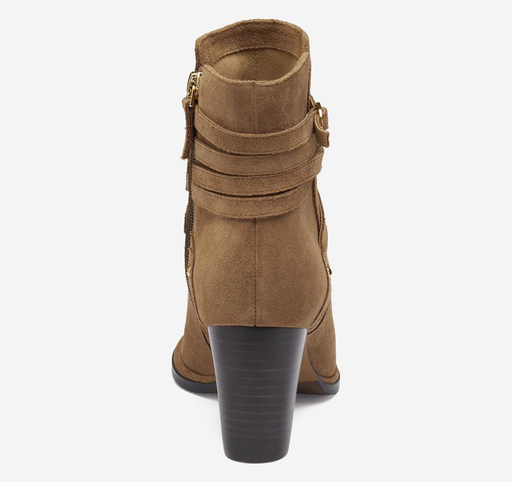 Johnston & Murphy Amy Belted Bootie Whiskey Suede