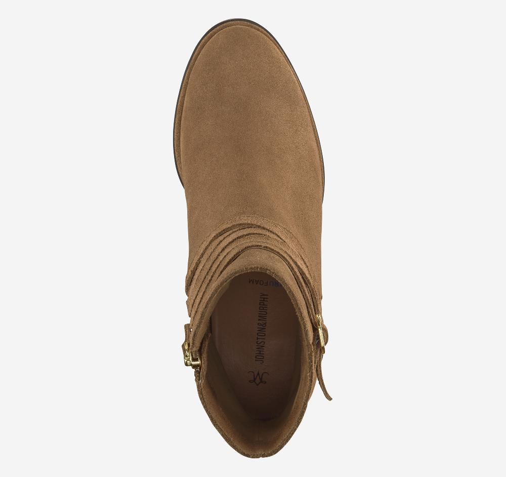 Johnston & Murphy Amy Belted Bootie Whiskey Suede