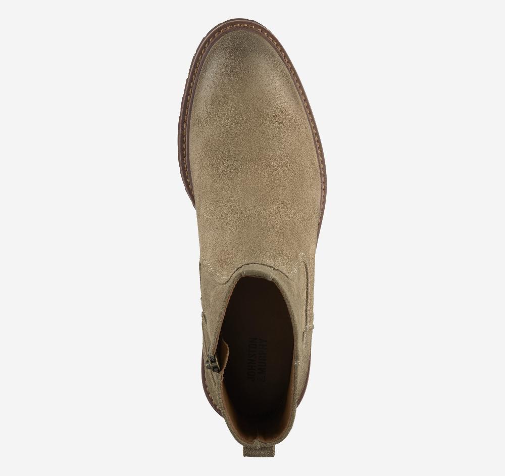 Johnston & Murphy Barrett Zip Boot Dark Taupe Suede