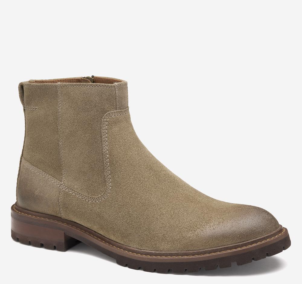 johnston & murphy Barrett Zip Boot Dark Taupe Suede