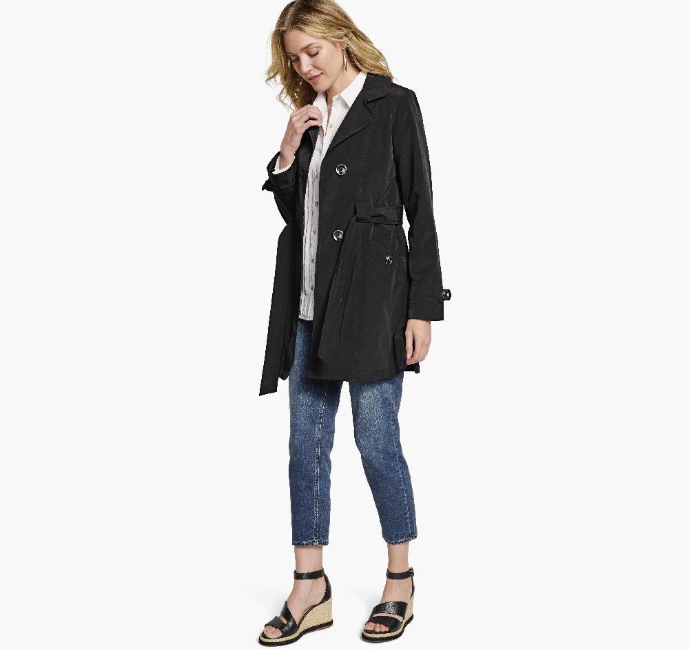 Johnston & Murphy Belted Trench Coat Black