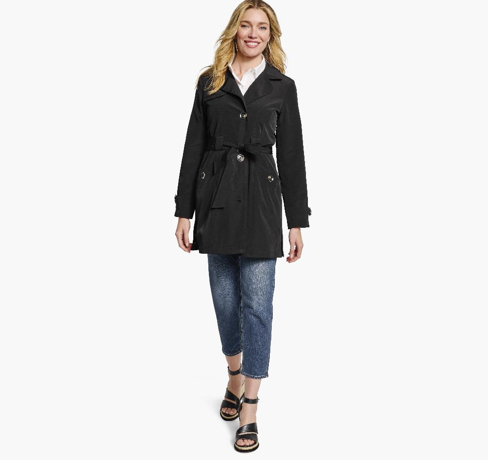 Johnston & Murphy Belted Trench Coat Black