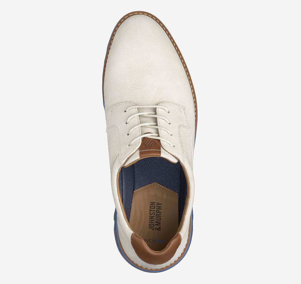 Johnston & Murphy Braydon Plain Toe Off-White Nubuck