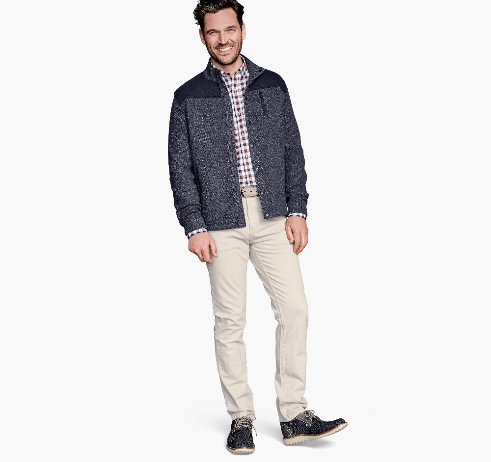 Johnston & Murphy Brushed Full-Snap Jacket Navy