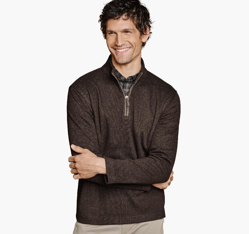 johnston & murphy Brushed Quarter-Zip Brown