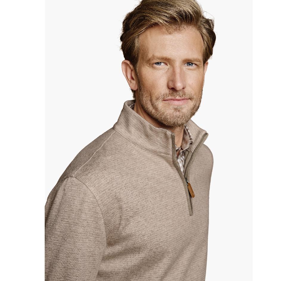 Johnston & Murphy Brushed Quarter-Zip Oatmeal