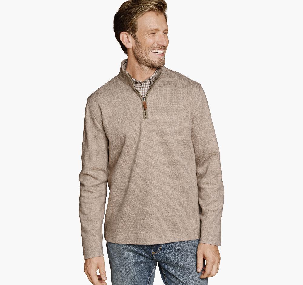 johnston & murphy Brushed Quarter-Zip Oatmeal