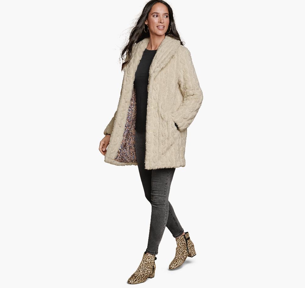 Johnston & Murphy Cable Faux-Fur Coat Beige