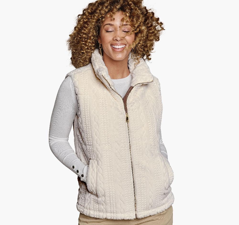 Johnston & Murphy Cable Faux-Fur Vest Cream