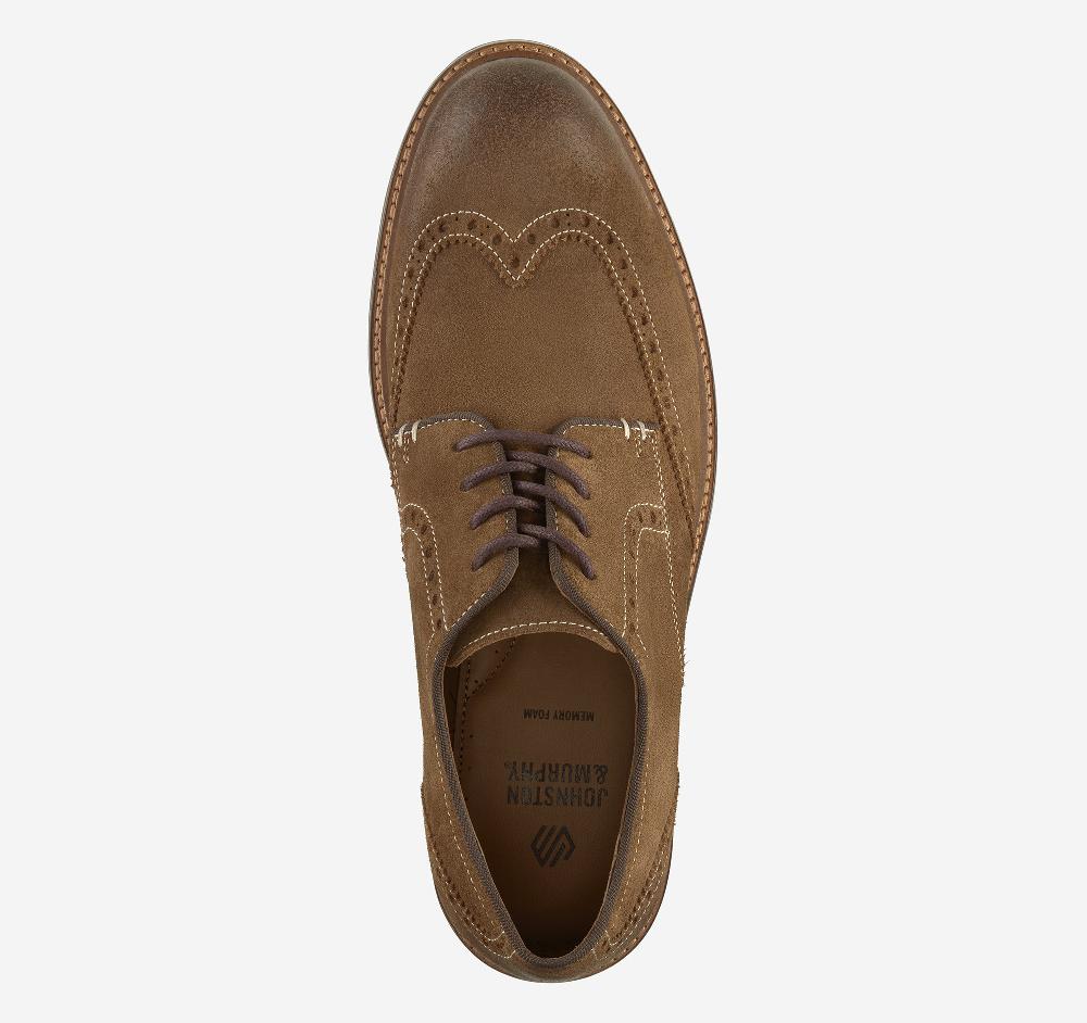 Johnston & Murphy Calder Wingtip Snuff Waxed Suede